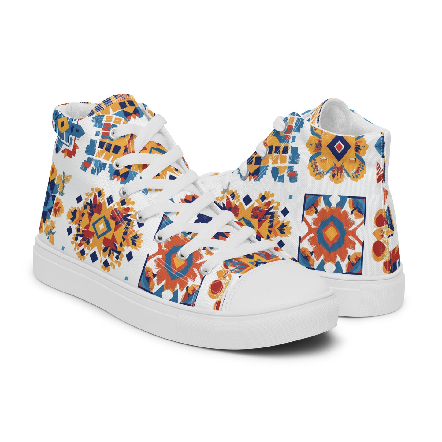 Men’s High Top Canvas Shoes – Berber Tribal Motifs and Amazigh Heritage