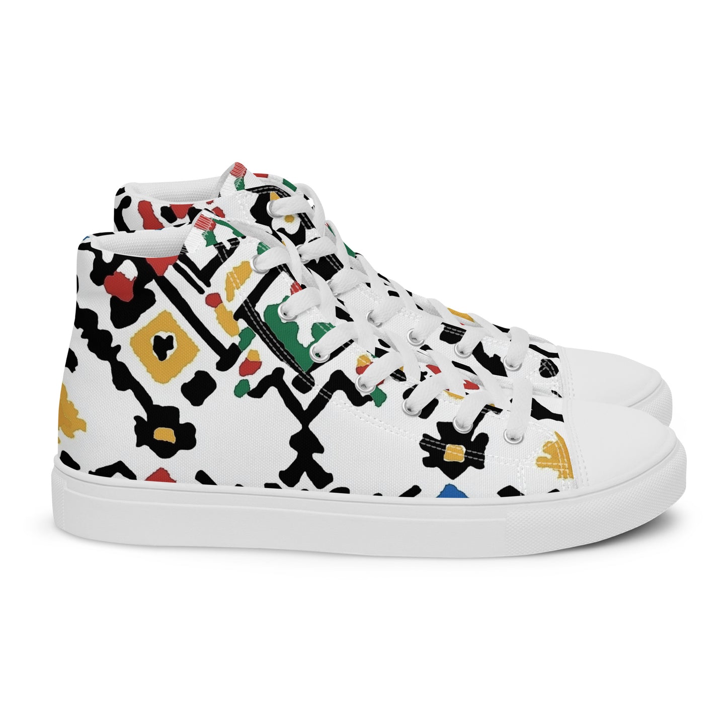 Men’s High Top Canvas Shoes – Berber Symbols and Traditional Amazigh Patterns