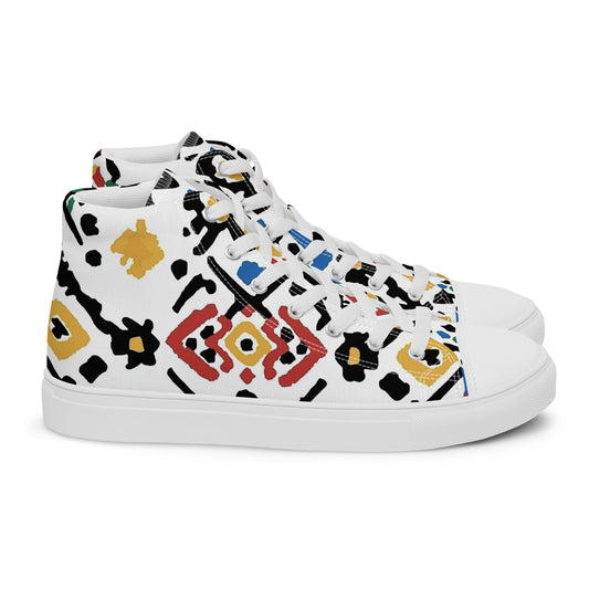 Men’s High Top Canvas Shoes – Amazigh Tribal Motifs and Berber Symbols