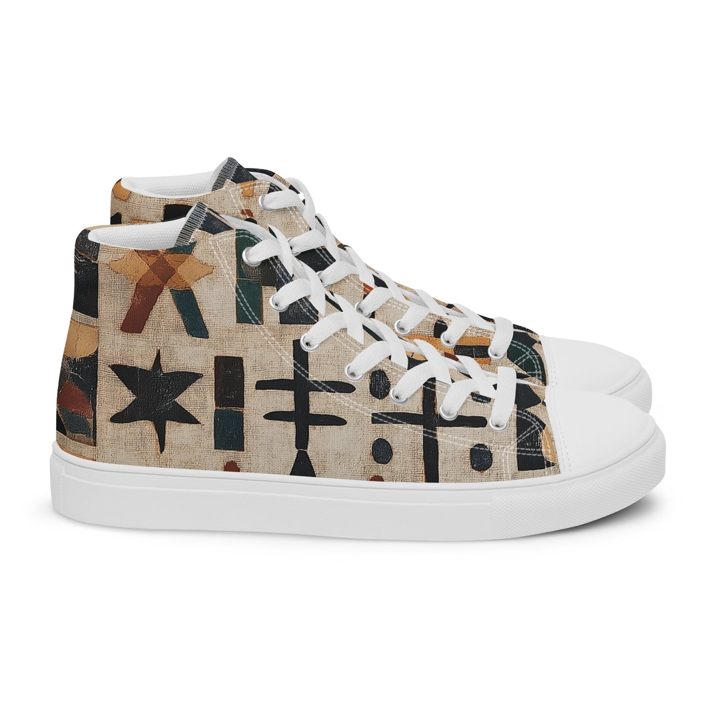 Men’s High Top Canvas Shoes – Amazigh Tribal Symbols and Berber Heritage