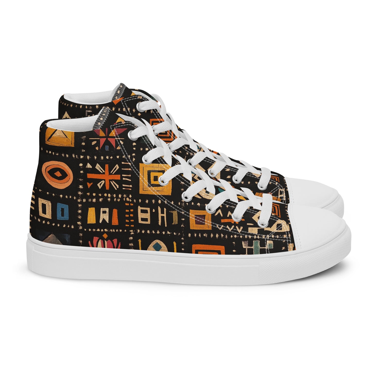 Men’s High Top Canvas Shoes – Amazigh Symbols and Berber Tribal Art