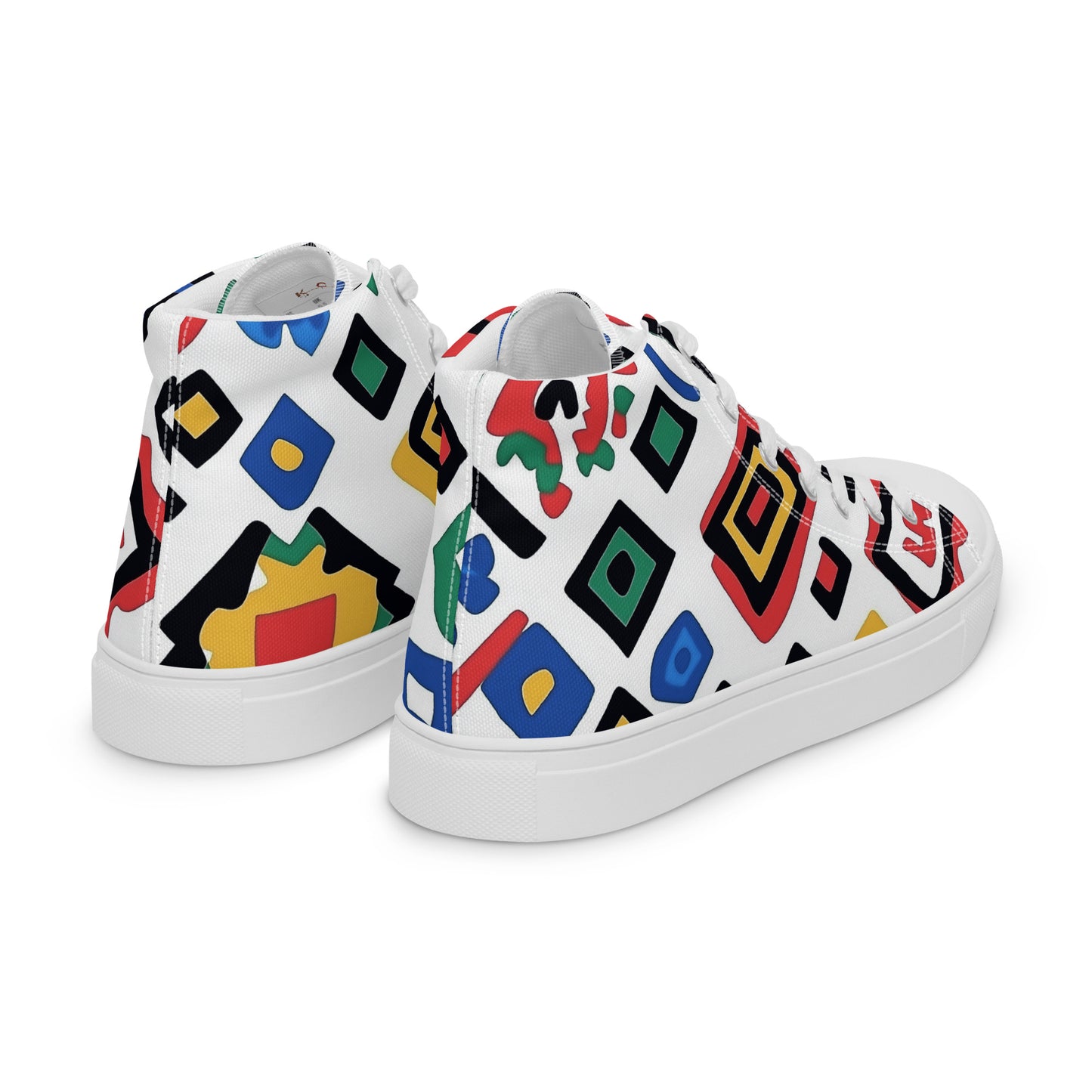 Men’s High Top Canvas Shoes – Bold Berber Symbols and Amazigh Tribal Art