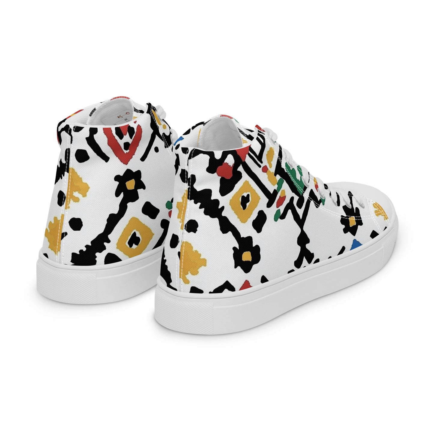 Men’s High Top Canvas Shoes – Berber Symbols and Traditional Amazigh Patterns