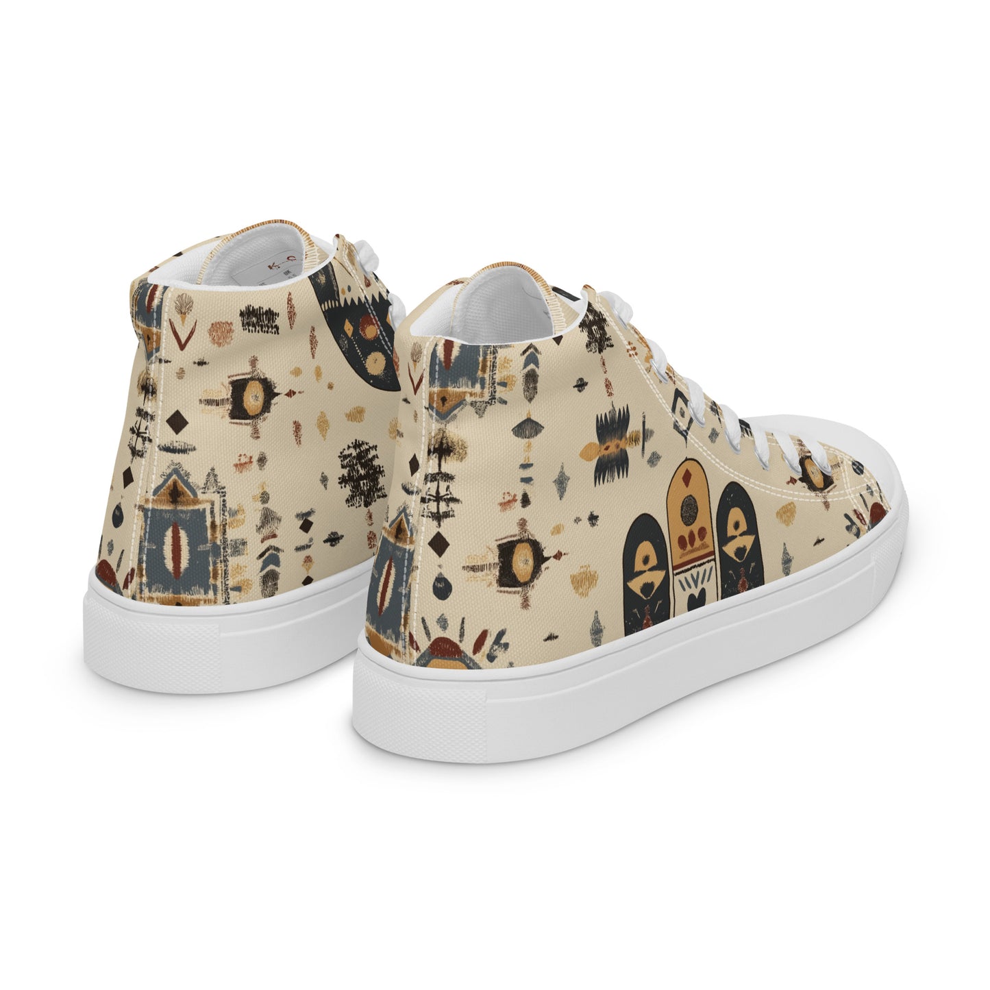 Men’s High Top Canvas Shoes – Berber Symbols and Authentic Amazigh Art