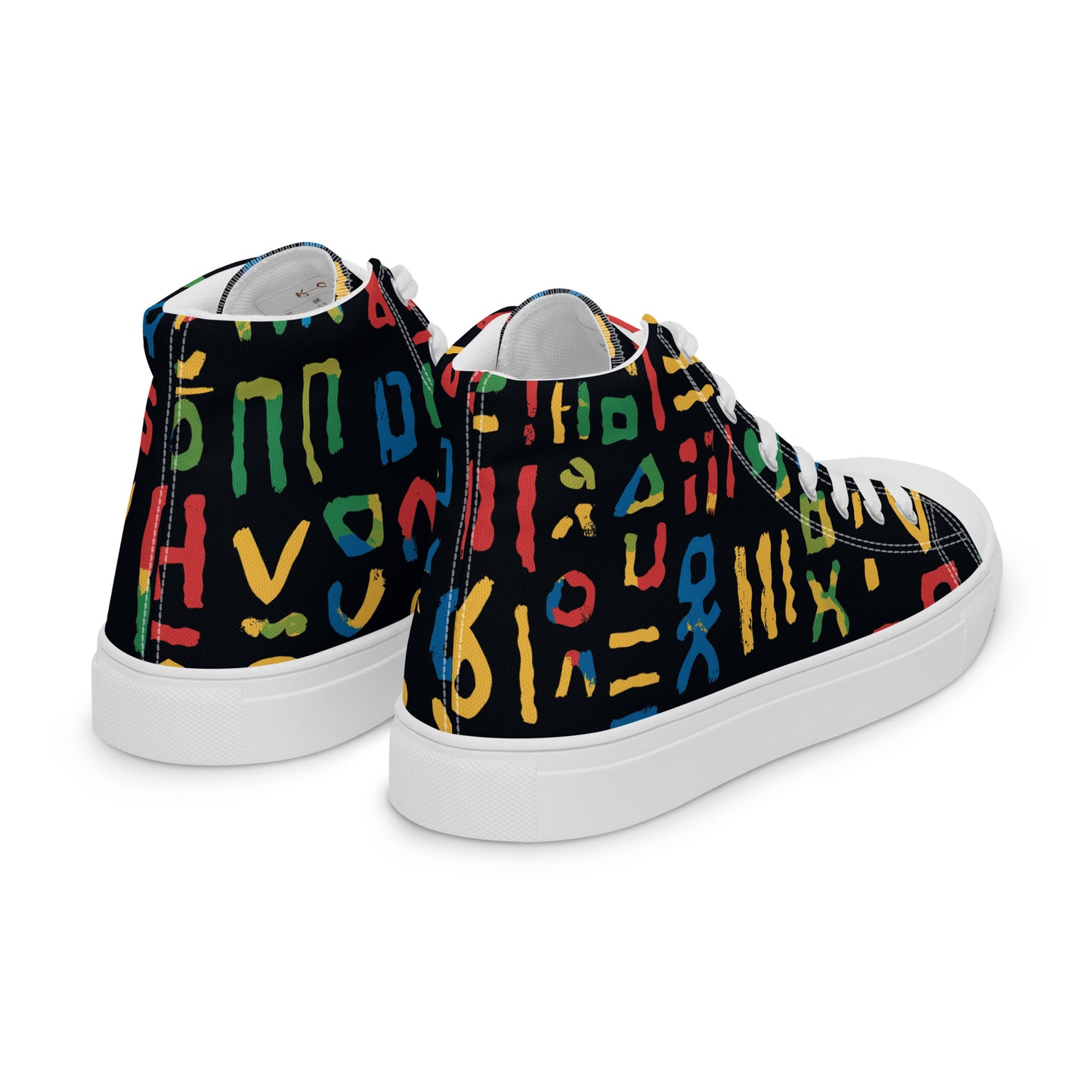 Men’s High Top Canvas Shoes – Bold Berber Symbols and Amazigh Heritage