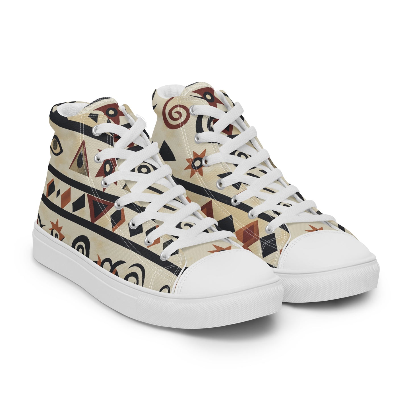 Men’s High Top Canvas Shoes – Berber Symbols and Amazigh Tribal Designs