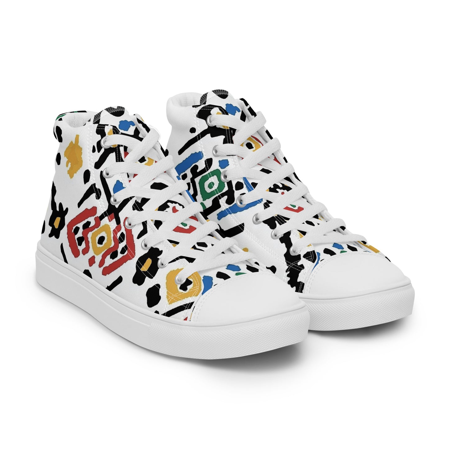 Men’s High Top Canvas Shoes – Amazigh Tribal Motifs and Berber Symbols