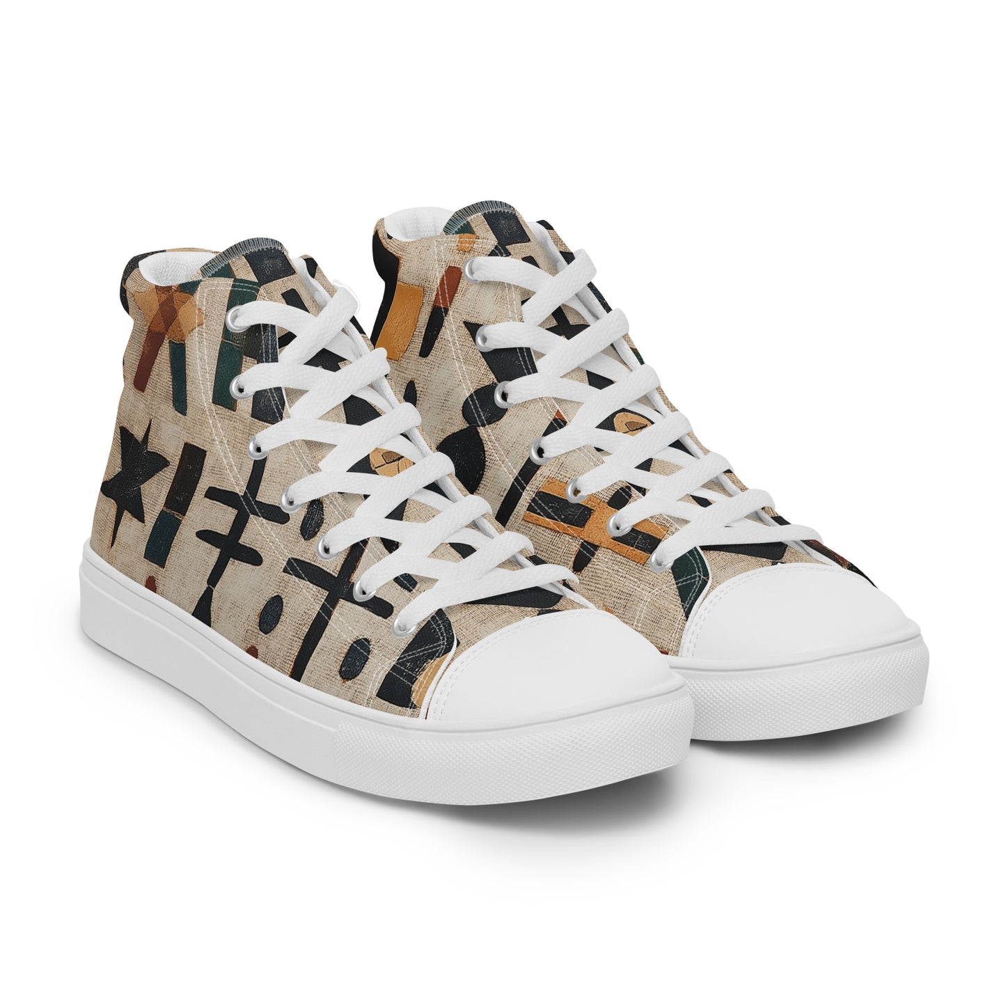 Men’s High Top Canvas Shoes – Amazigh Tribal Symbols and Berber Heritage