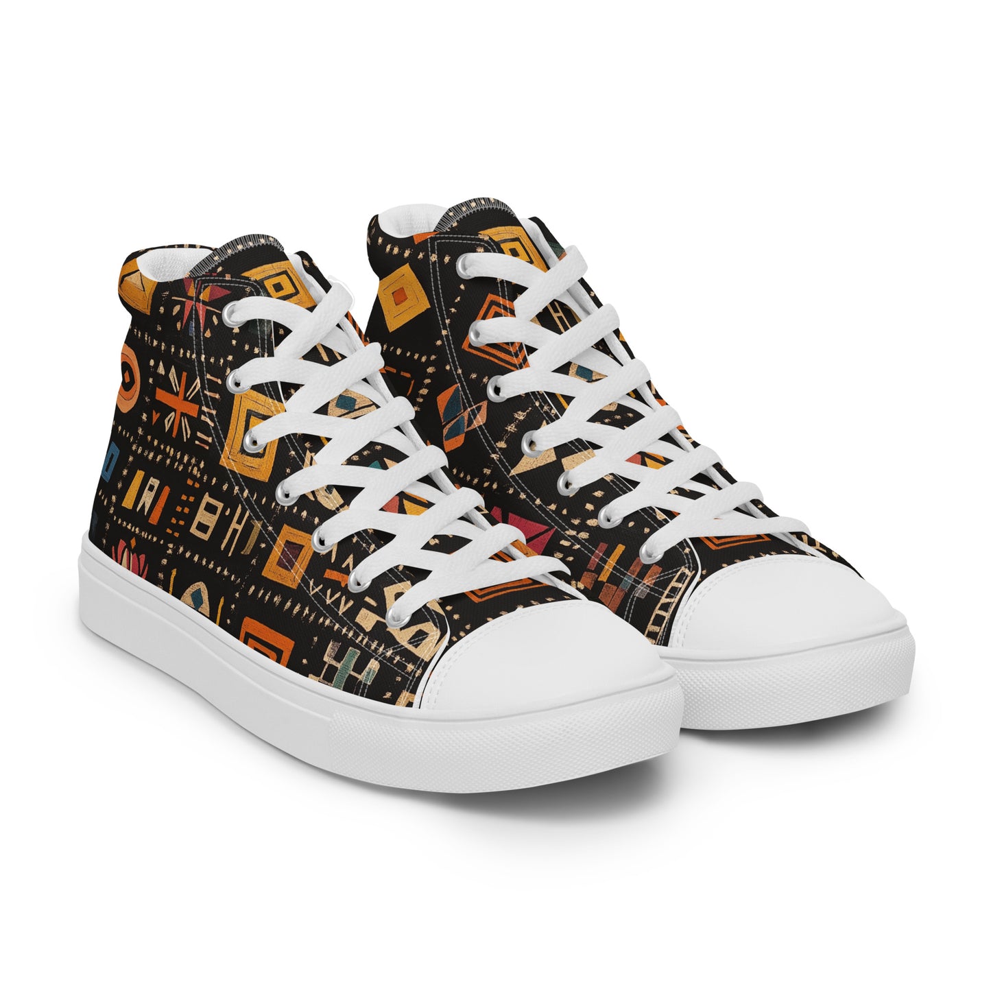 Men’s High Top Canvas Shoes – Amazigh Symbols and Berber Tribal Art