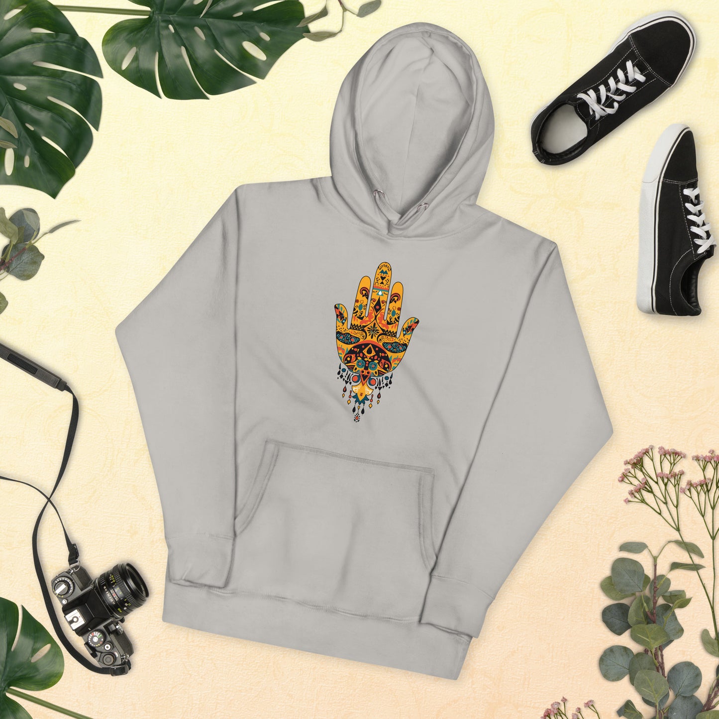 Hand of Fatima Men's Hoodie – Amazigh Symbols and Spiritual Protection