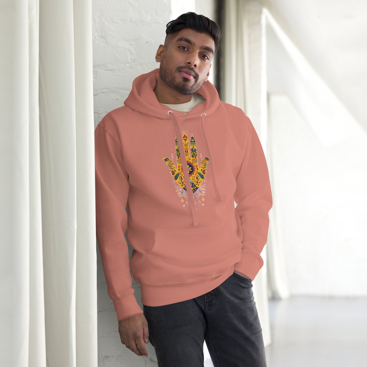 Men's Hand of Fatma Hoodie – Berber Symbols and Spiritual Protection