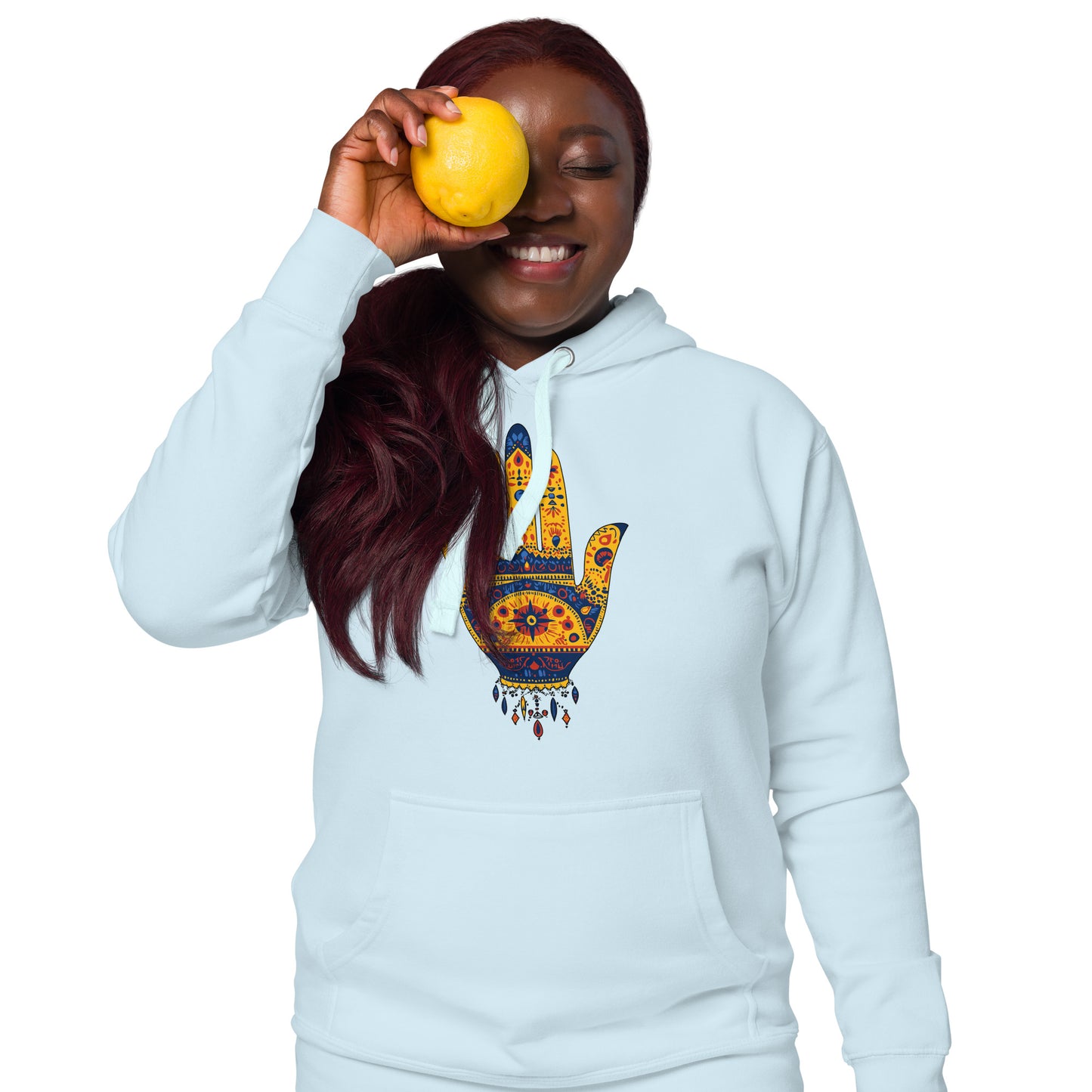 Women's Hand of Fatima Hoodie – Amazigh Symbols and Spiritual Fashion