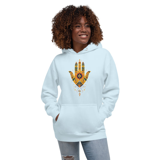 Women's Hand of Fatma Hoodie – Amazigh Symbols and Spiritual Fashion