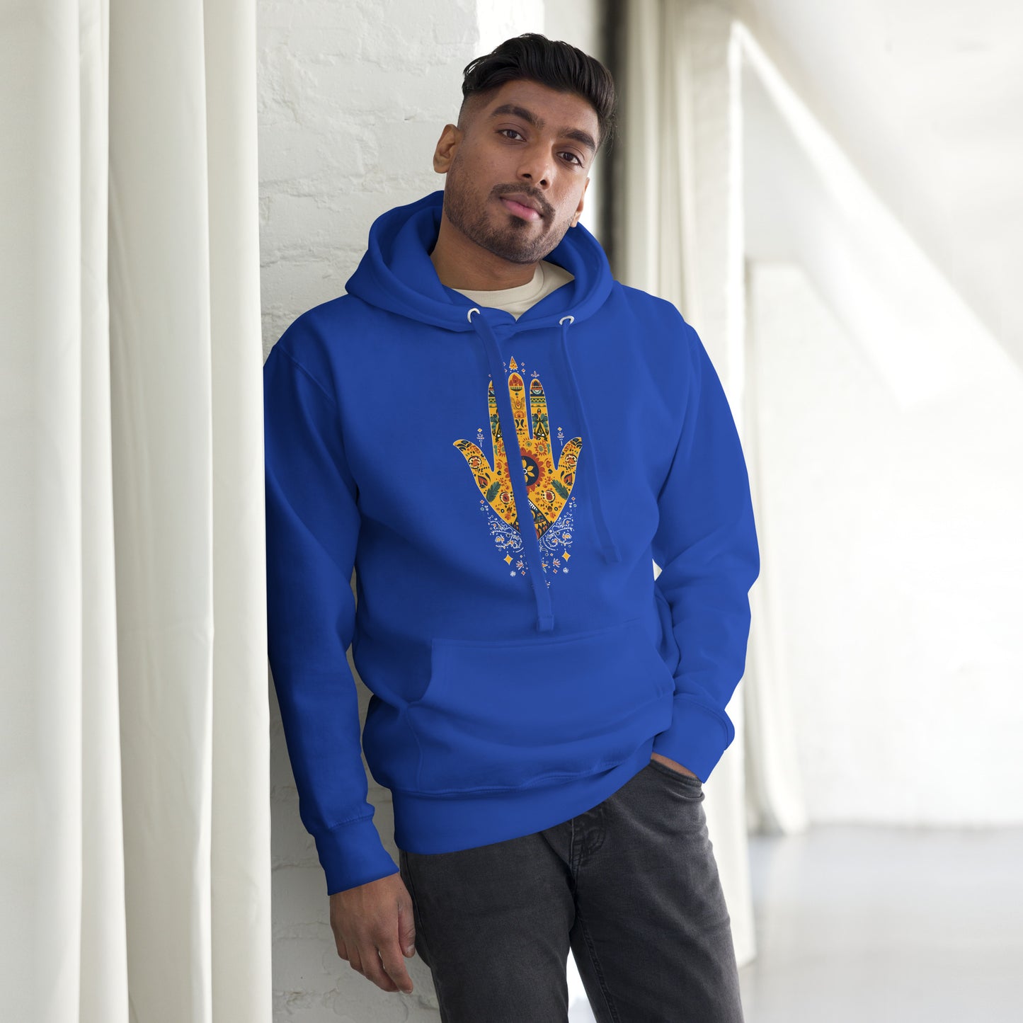 Men's Hand of Fatma Hoodie – Berber Symbols and Spiritual Protection