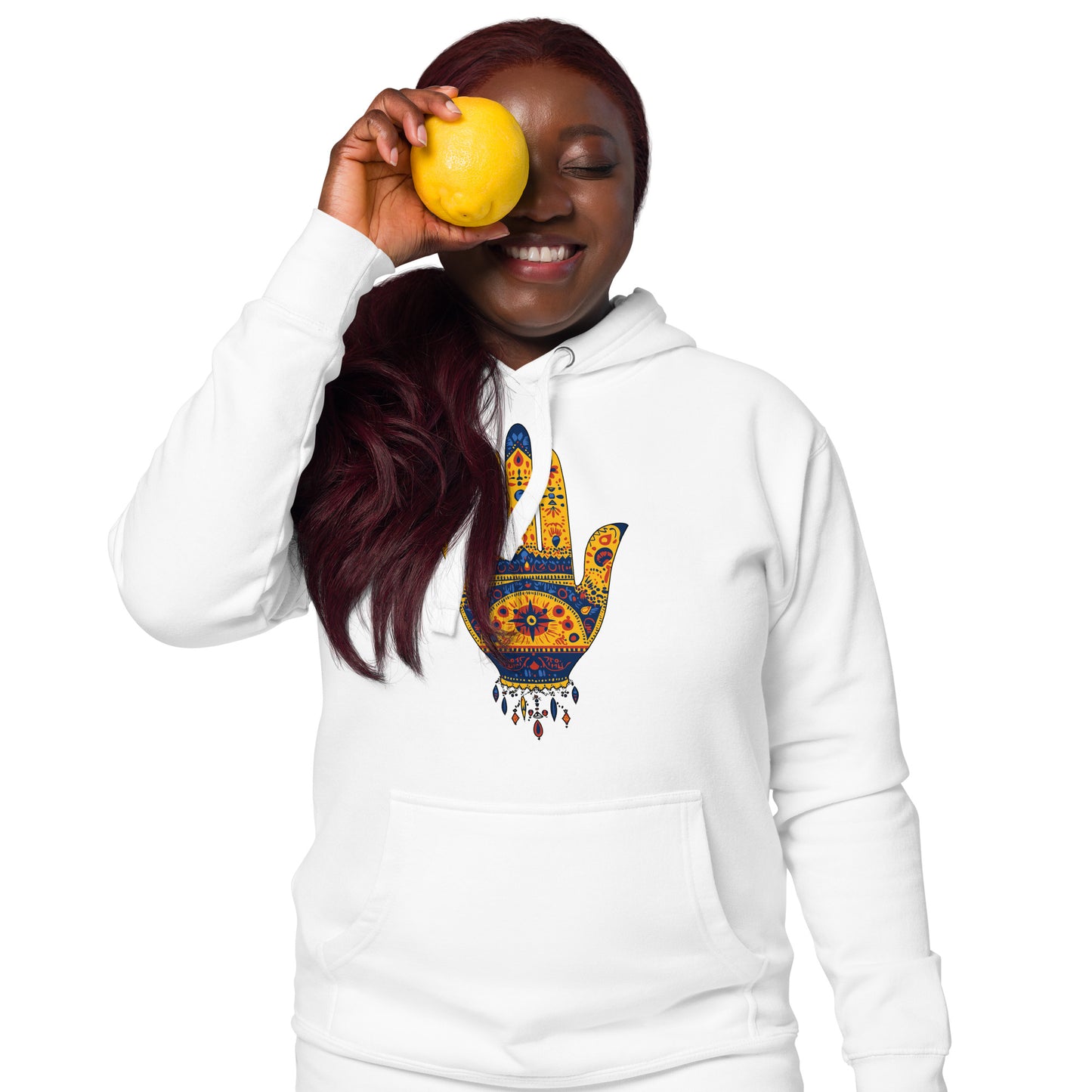 Women's Hand of Fatima Hoodie – Amazigh Symbols and Spiritual Fashion