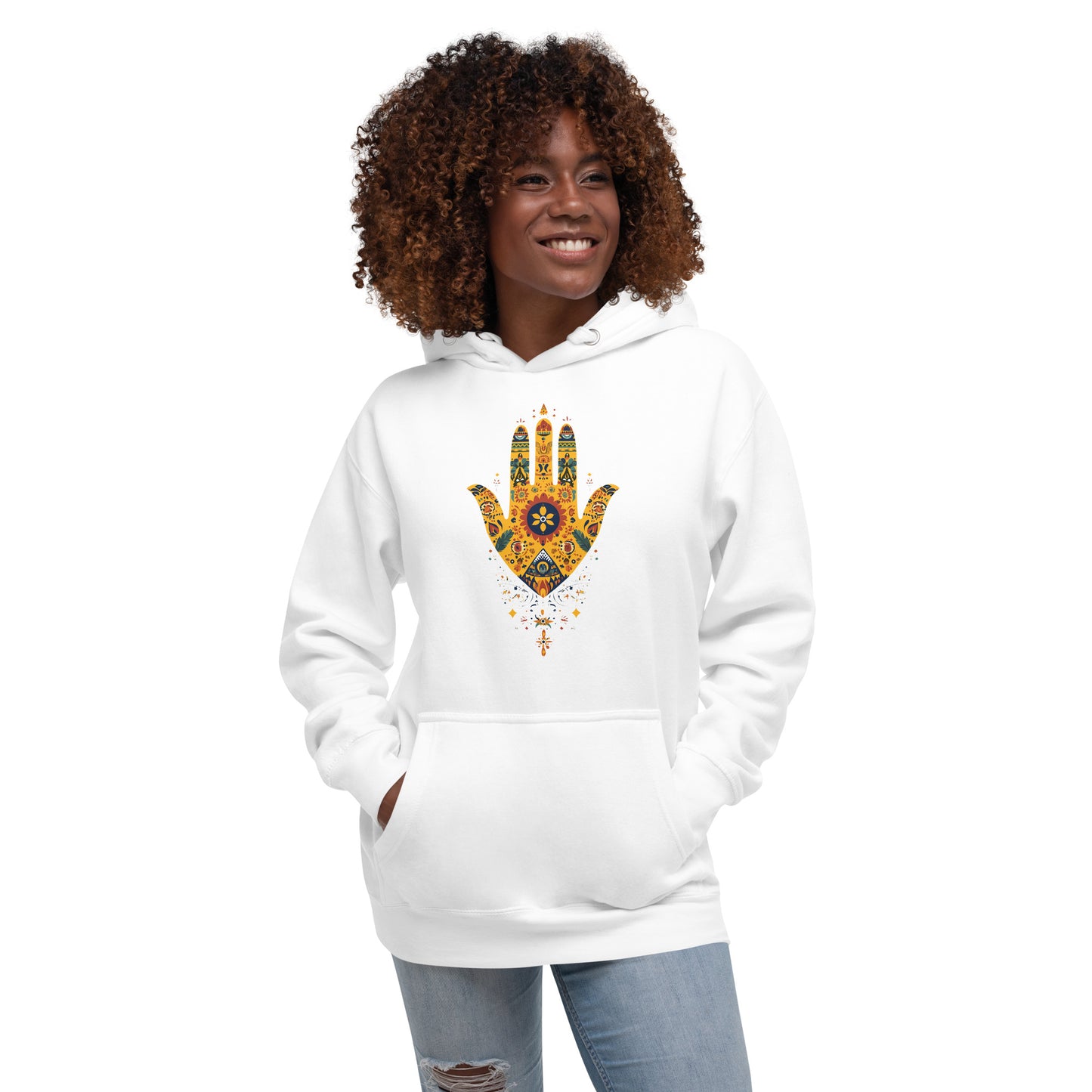 Women's Hand of Fatma Hoodie – Amazigh Symbols and Spiritual Fashion