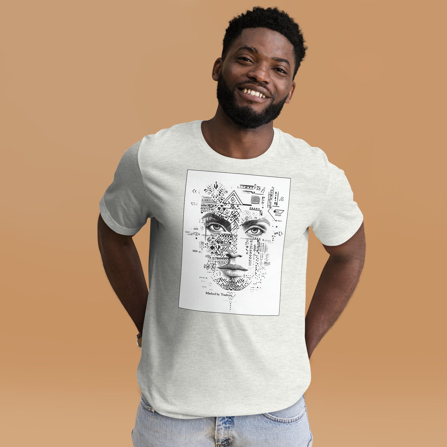 Marked by Tradition Men's T-Shirt - Berber Motif Face Design | Ketama Creations