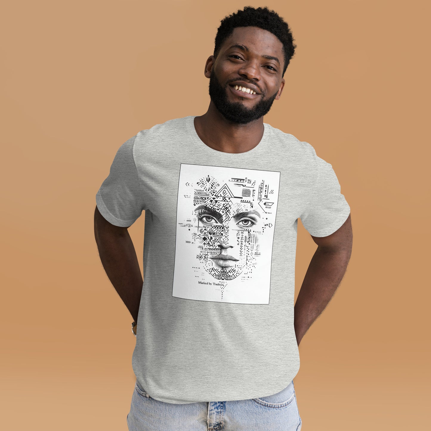 Marked by Tradition Men's T-Shirt - Berber Motif Face Design | Ketama Creations