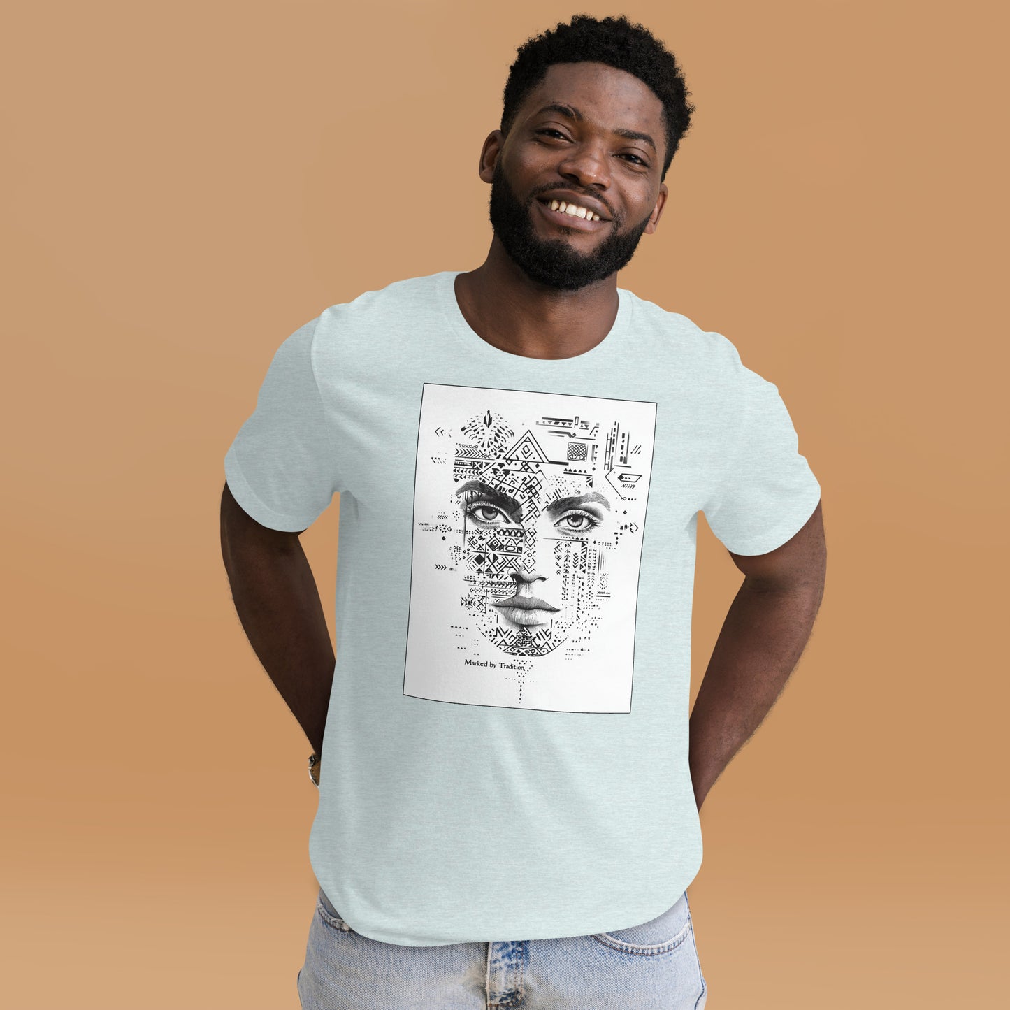 Marked by Tradition Men's T-Shirt - Berber Motif Face Design | Ketama Creations