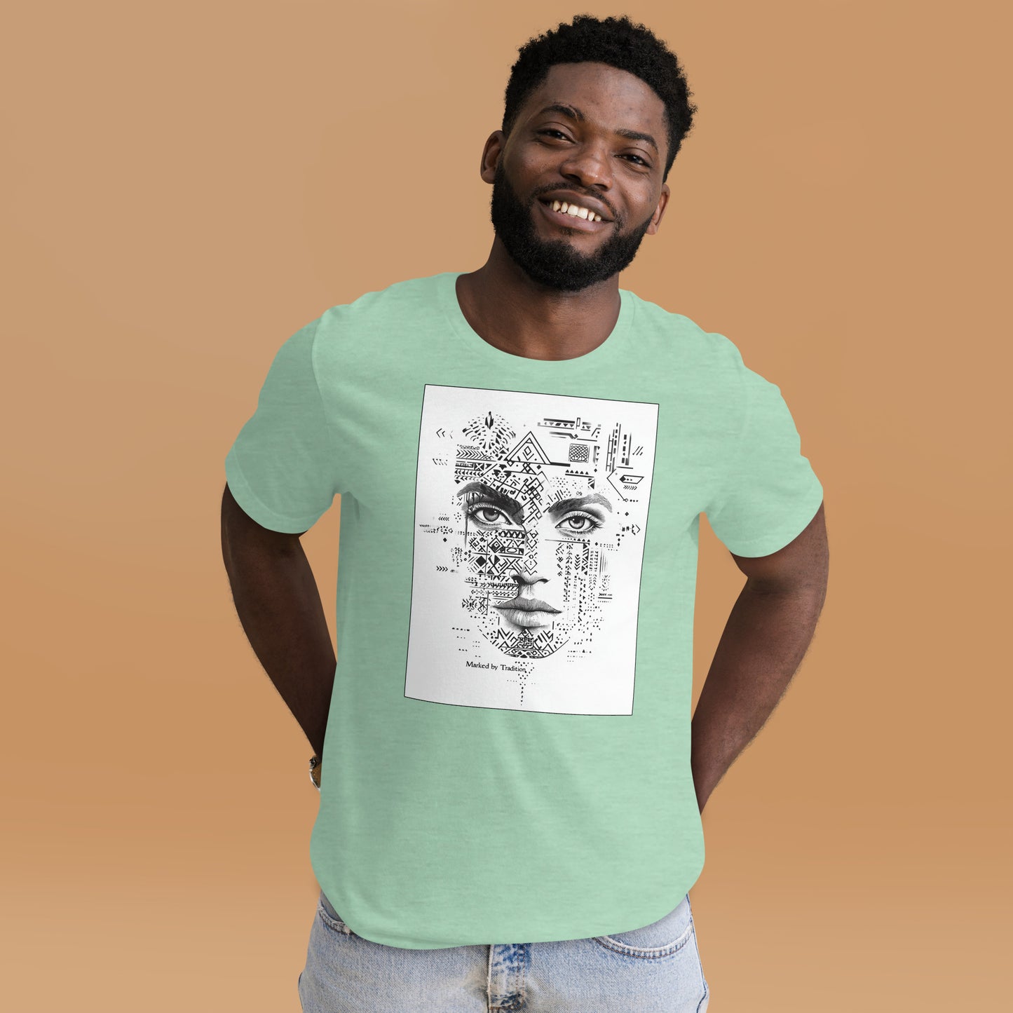 Marked by Tradition Men's T-Shirt - Berber Motif Face Design | Ketama Creations