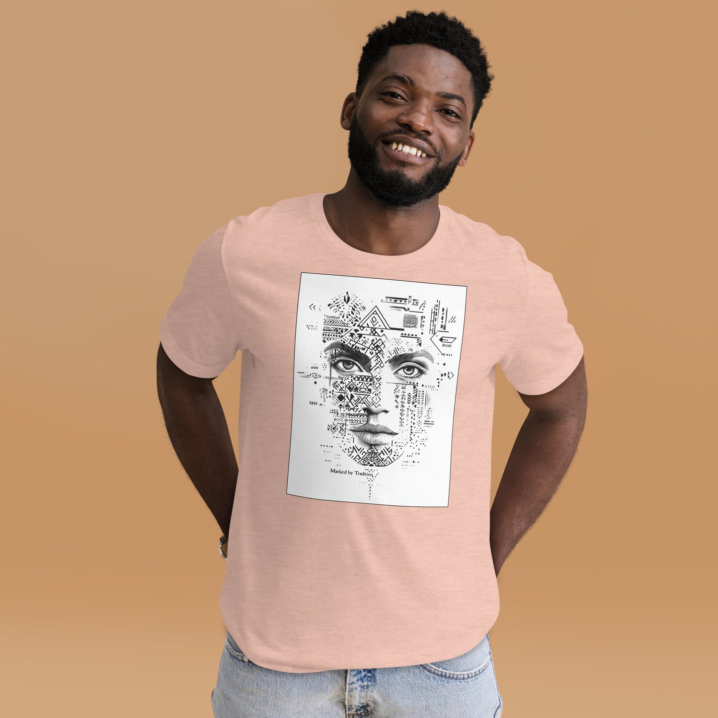 Marked by Tradition Men's T-Shirt - Berber Motif Face Design | Ketama Creations