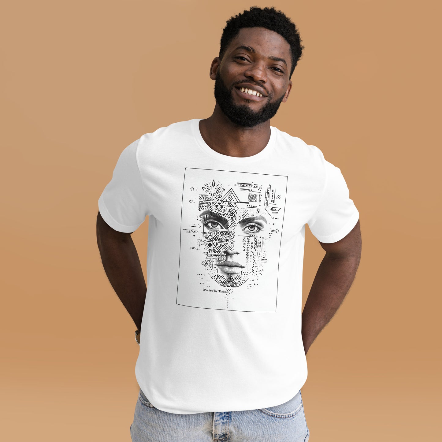 Marked by Tradition Men's T-Shirt - Berber Motif Face Design | Ketama Creations