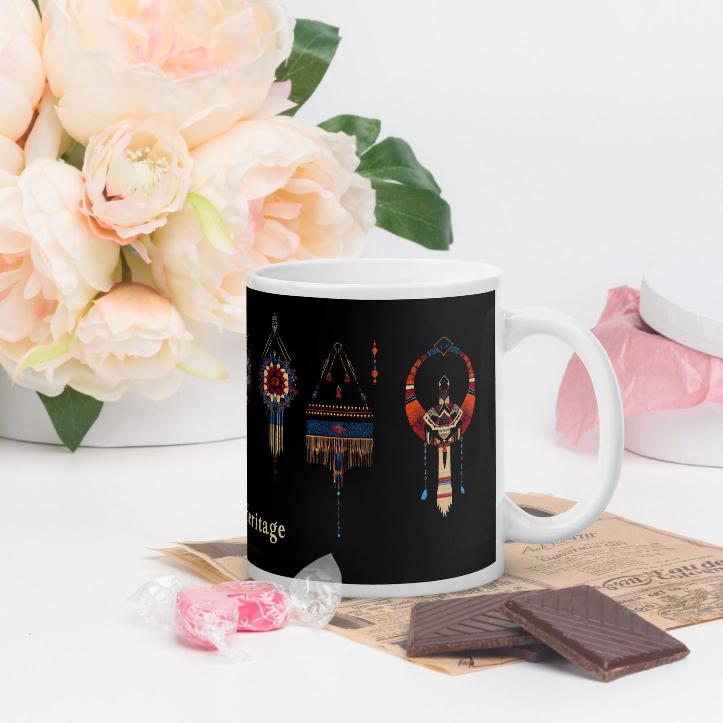 Berber Heritage Mug - Intricate Jewelry Illustration