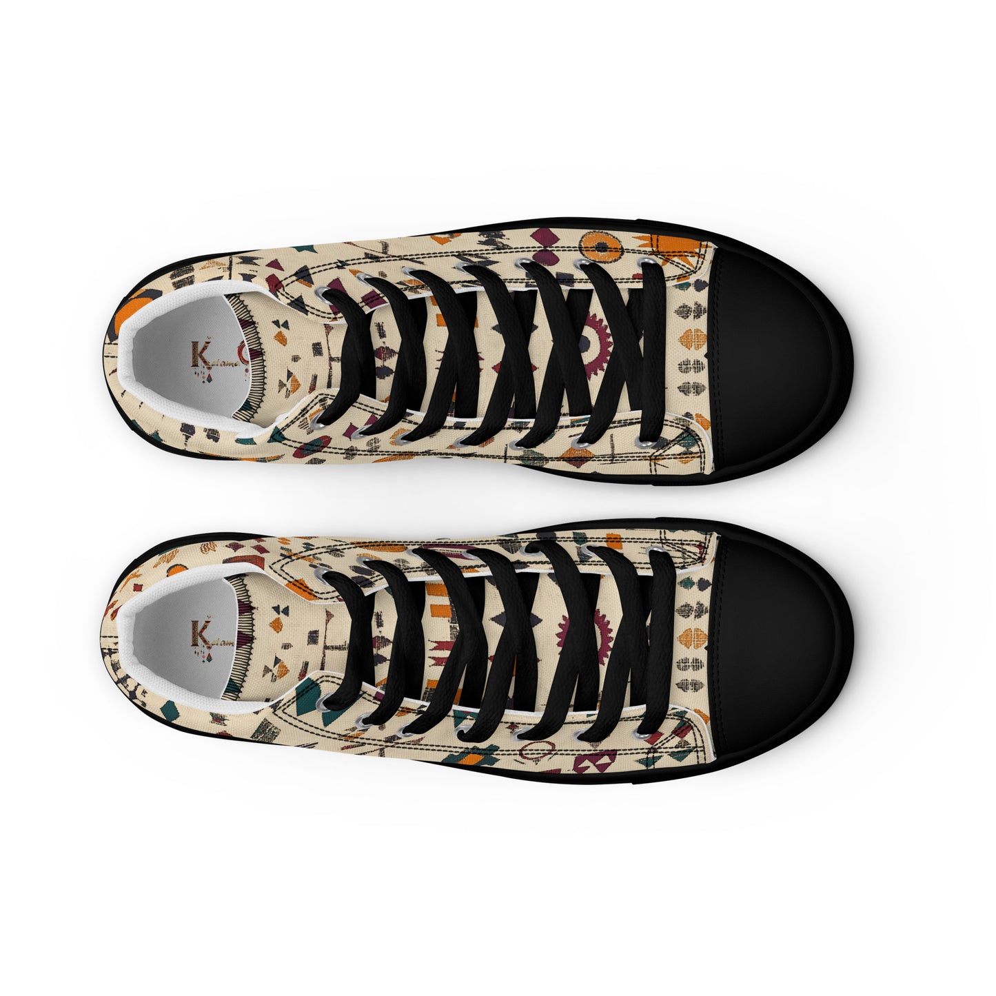 Women’s High Top Canvas Shoes – Berber Symbols and Amazigh Tribal Patterns