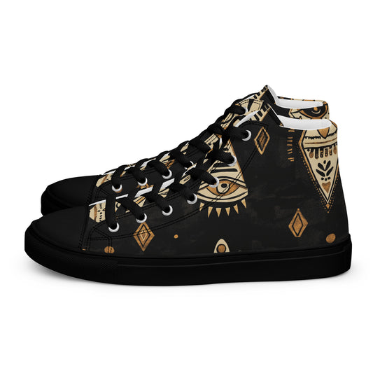 Women’s High Top Canvas Shoes – Amazigh Symbols and Berber Tribal Motifs