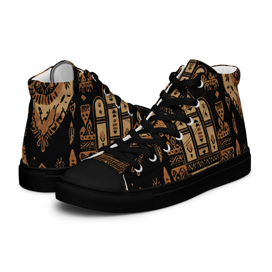 Women’s High Top Canvas Shoes – Berber Motifs and Amazigh Tribal Art