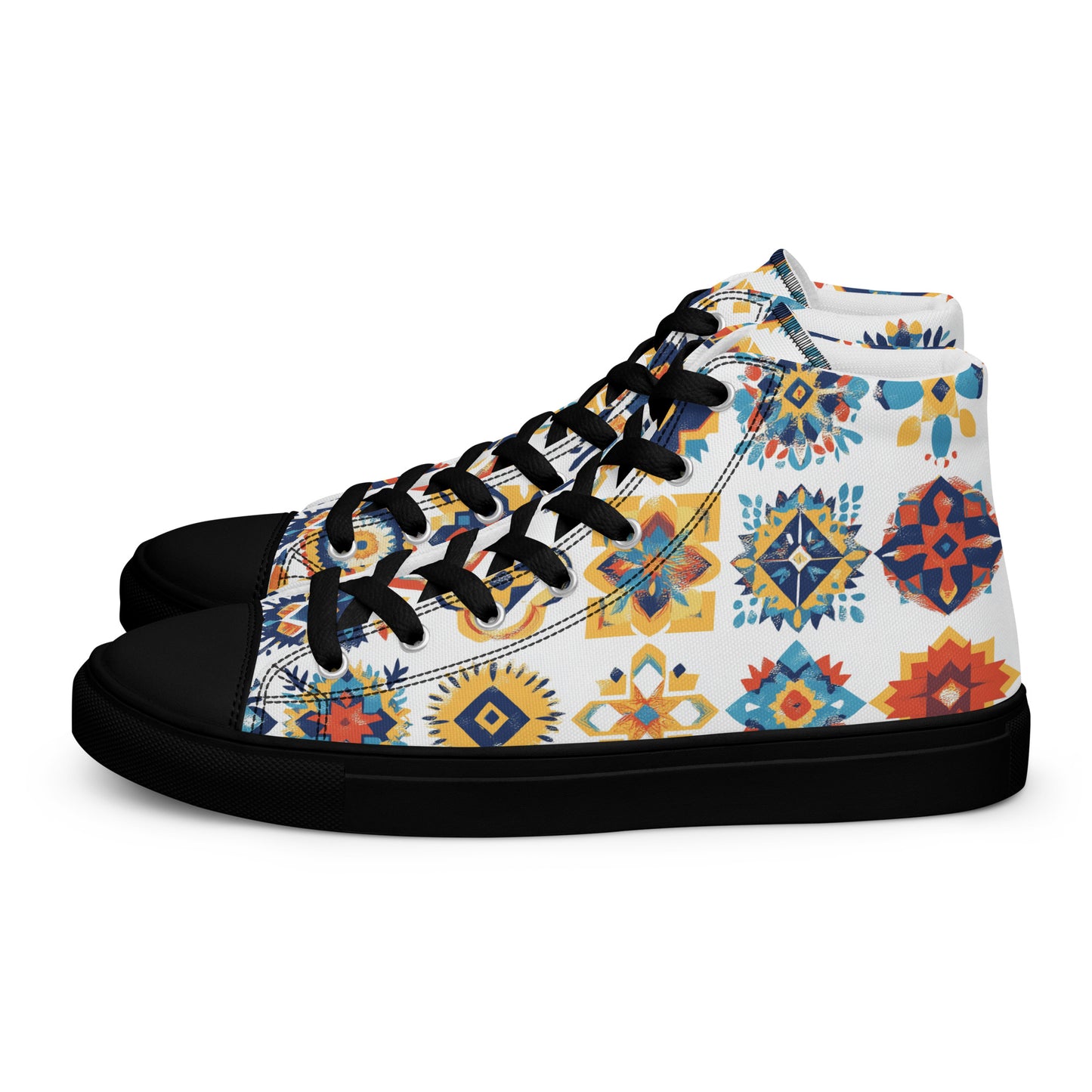 Women’s High Top Canvas Shoes – Amazigh Symbols and Berber Tribal Designs