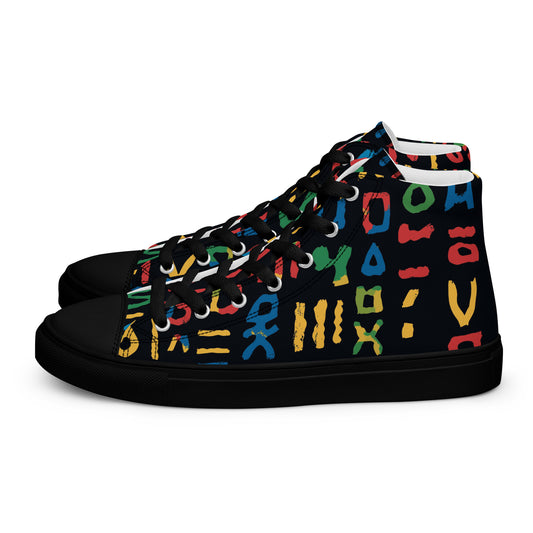 Women’s High Top Canvas Shoes – Amazigh Symbols and Berber Tribal Designs