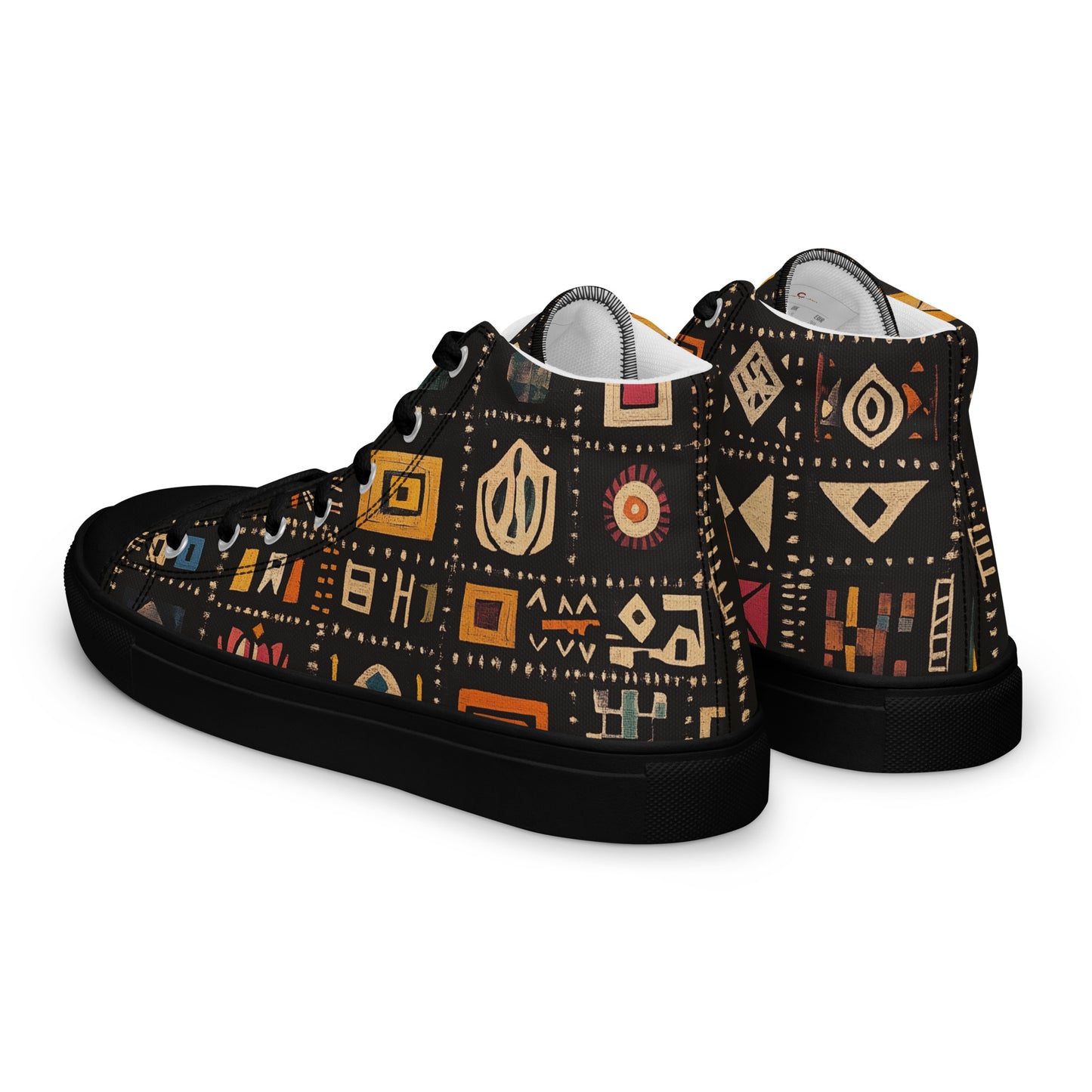 Women’s High Top Canvas Shoes – Berber Symbols and Amazigh-Inspired Patterns