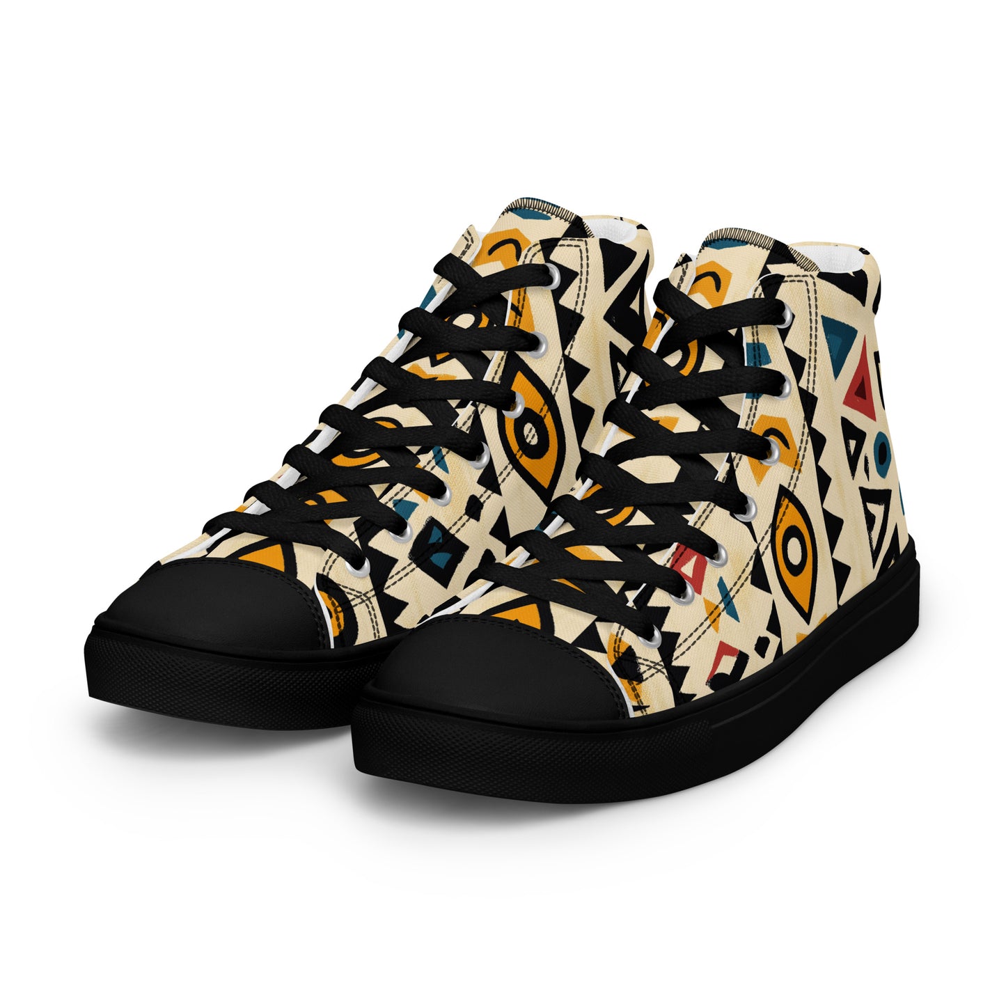 Women’s High Top Canvas Shoes – Amazigh Symbols and Berber Tribal Motifs