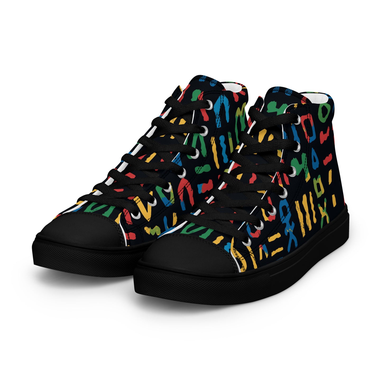 Women’s High Top Canvas Shoes – Amazigh Symbols and Berber Tribal Designs