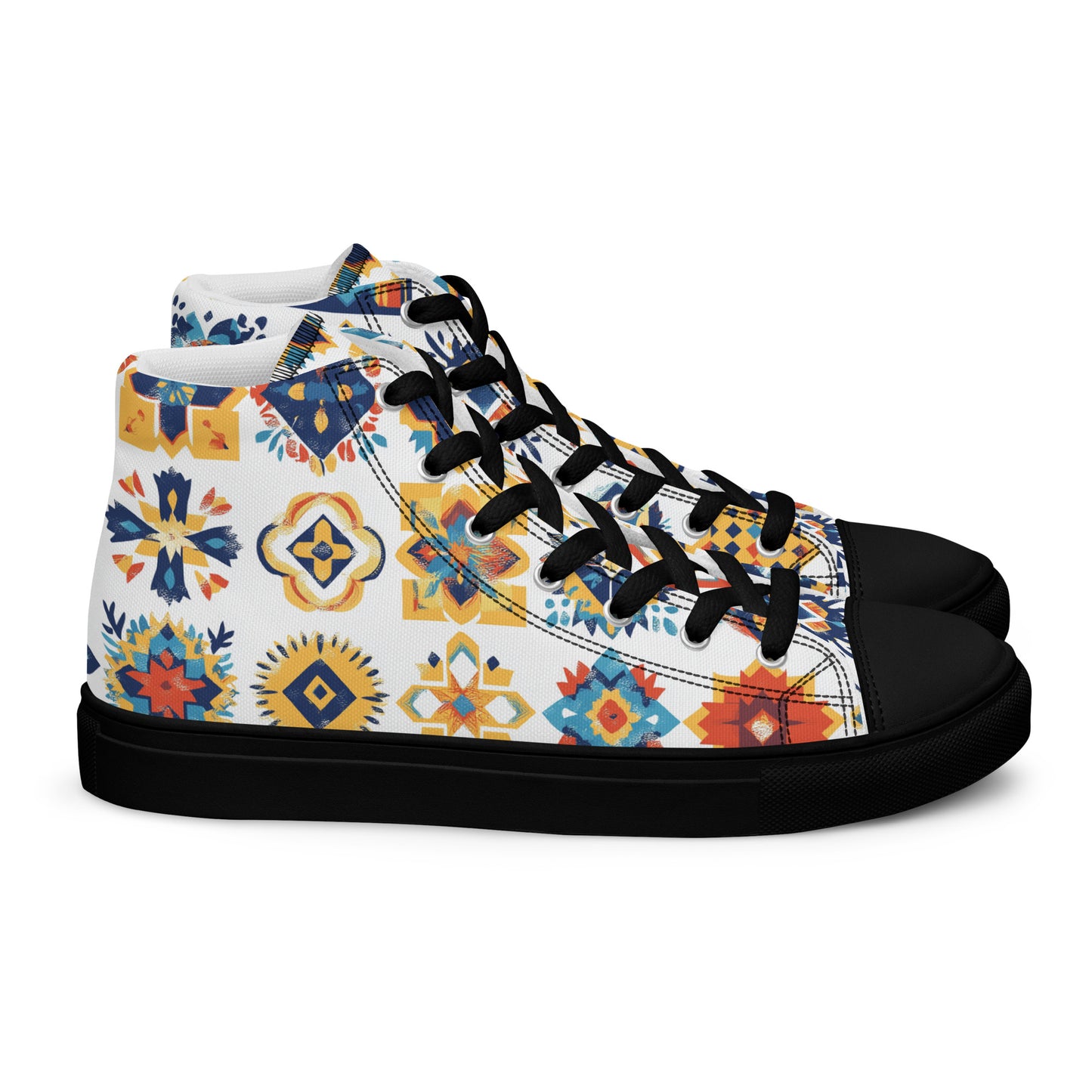 Women’s High Top Canvas Shoes – Amazigh Symbols and Berber Tribal Designs