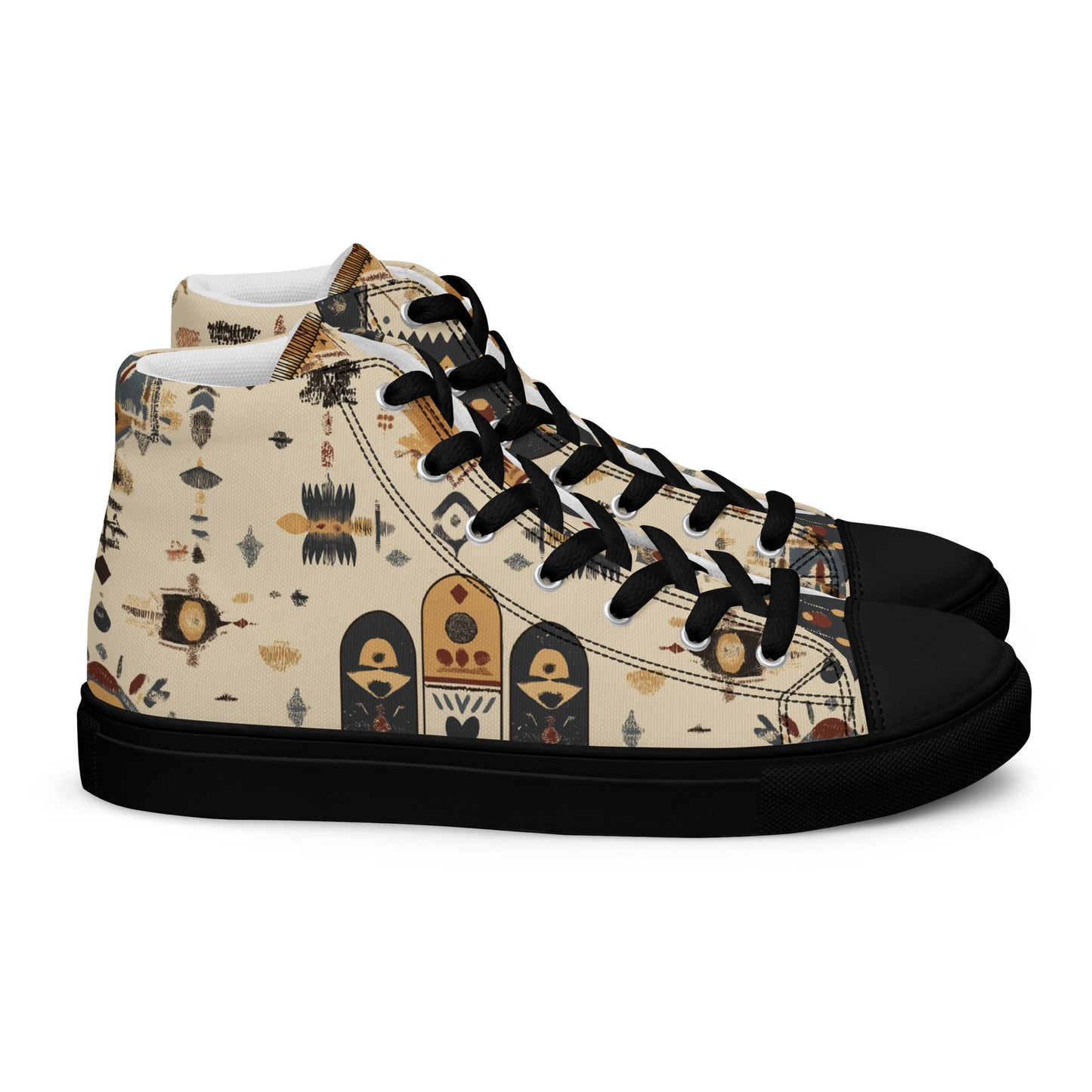 Women’s High Top Canvas Shoes – Elegant Berber Motifs and Amazigh Symbols