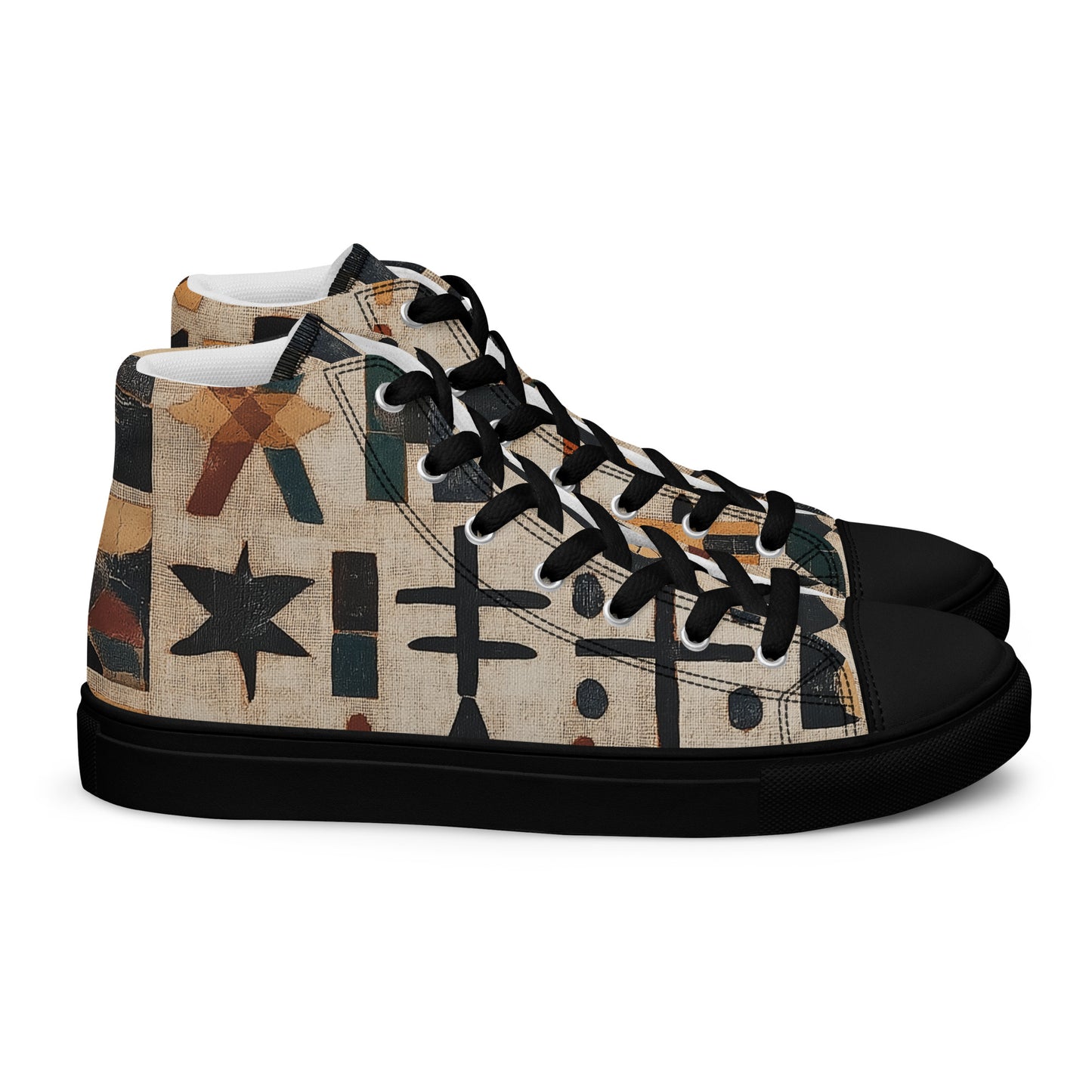 Women’s High Top Canvas Shoes – Elegant Amazigh Symbols and Berber Motifs