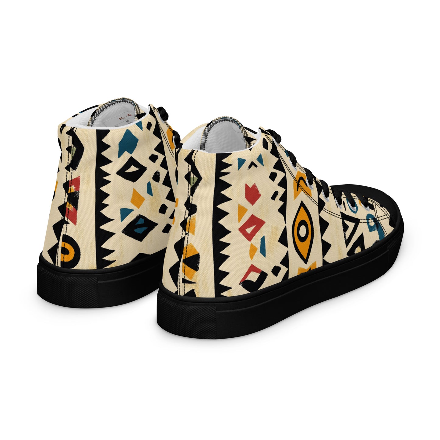 Women’s High Top Canvas Shoes – Amazigh Symbols and Berber Tribal Motifs