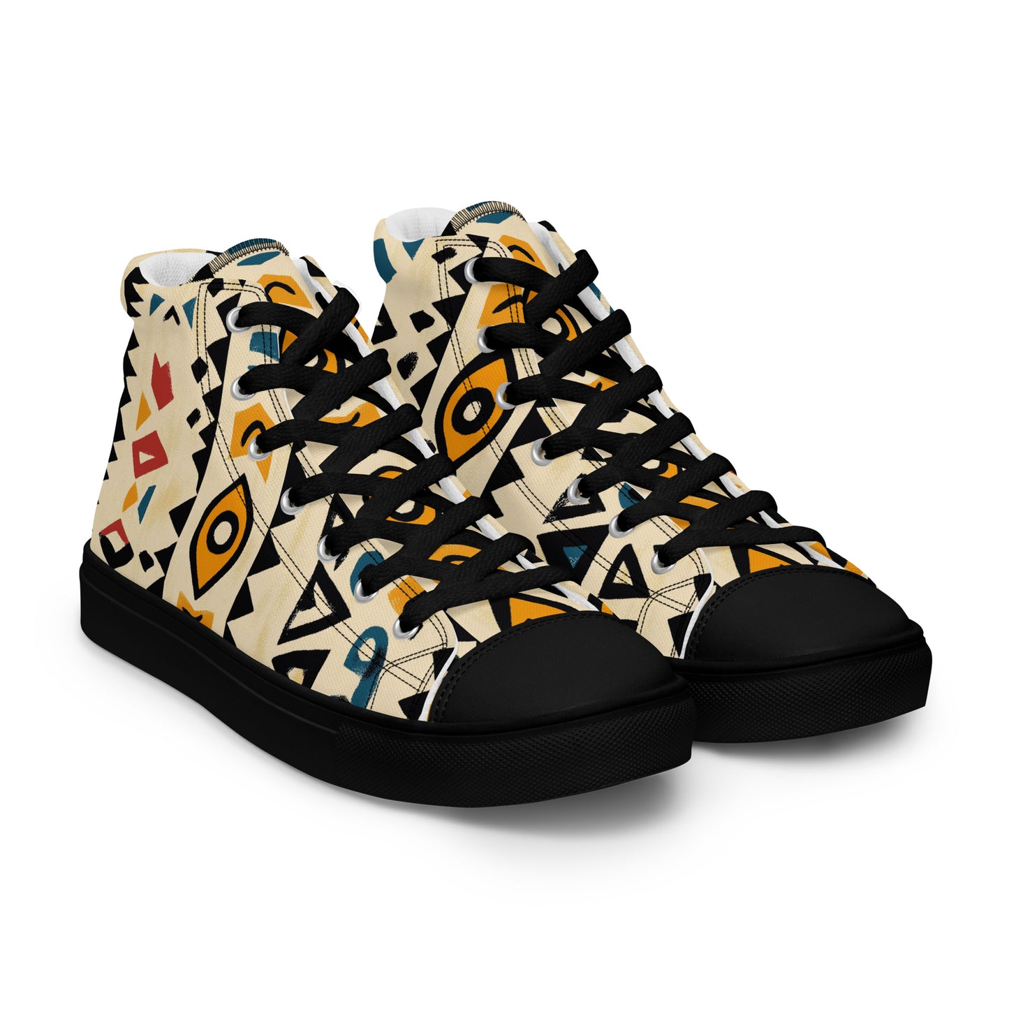 Women’s High Top Canvas Shoes – Amazigh Symbols and Berber Tribal Motifs