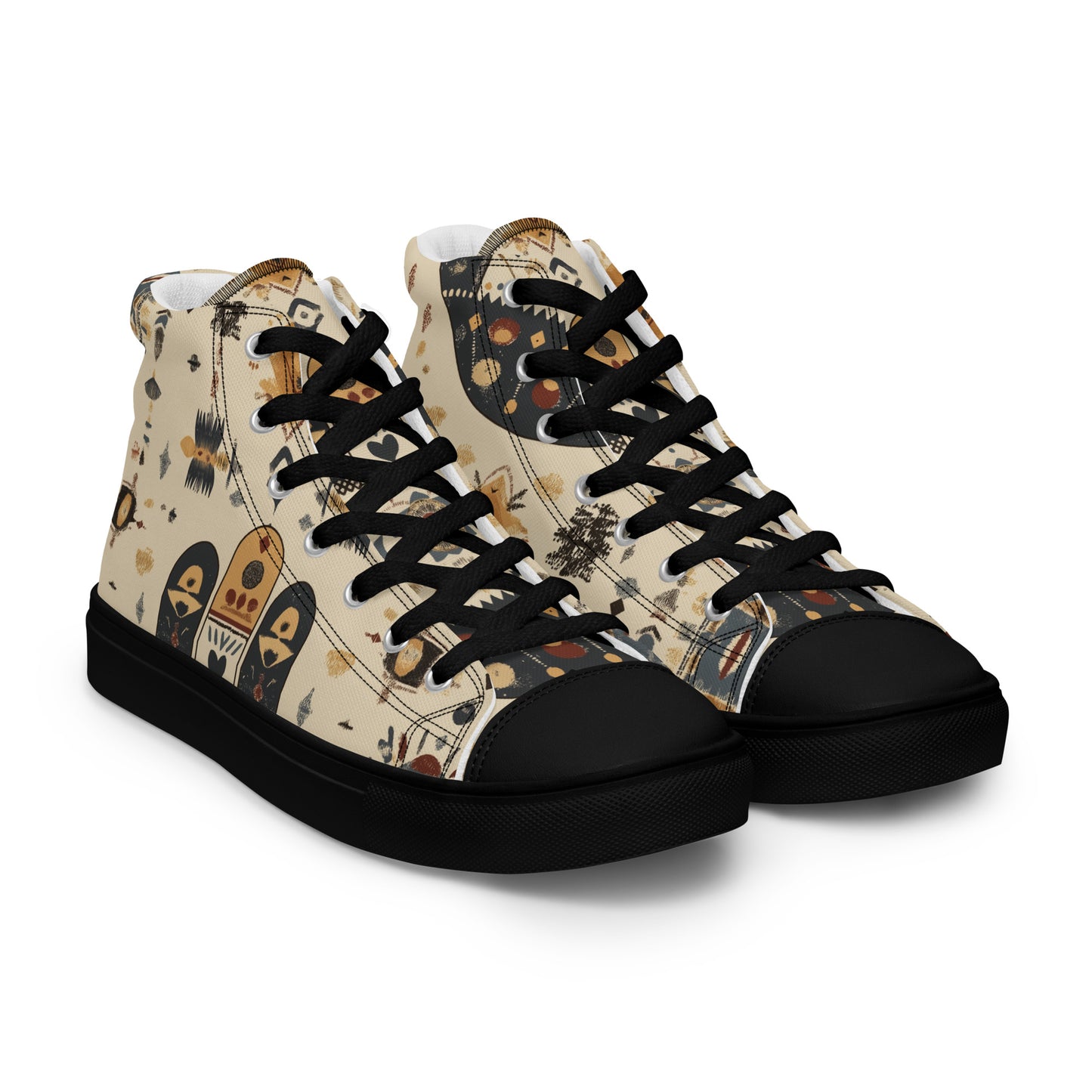 Women’s High Top Canvas Shoes – Elegant Berber Motifs and Amazigh Symbols