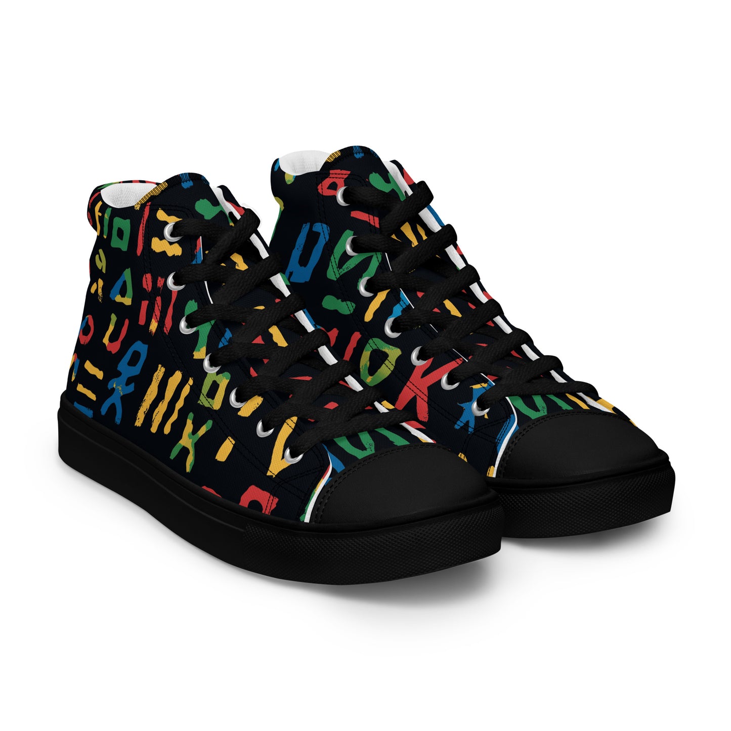 Women’s High Top Canvas Shoes – Amazigh Symbols and Berber Tribal Designs