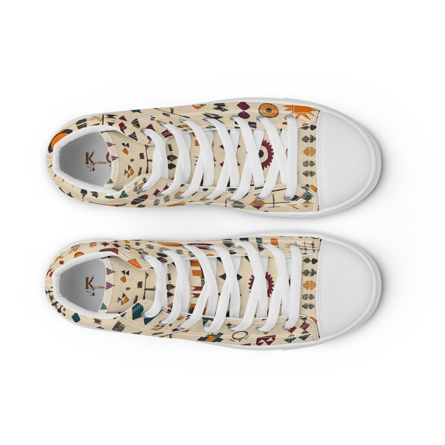 Women’s High Top Canvas Shoes – Berber Symbols and Amazigh Tribal Patterns