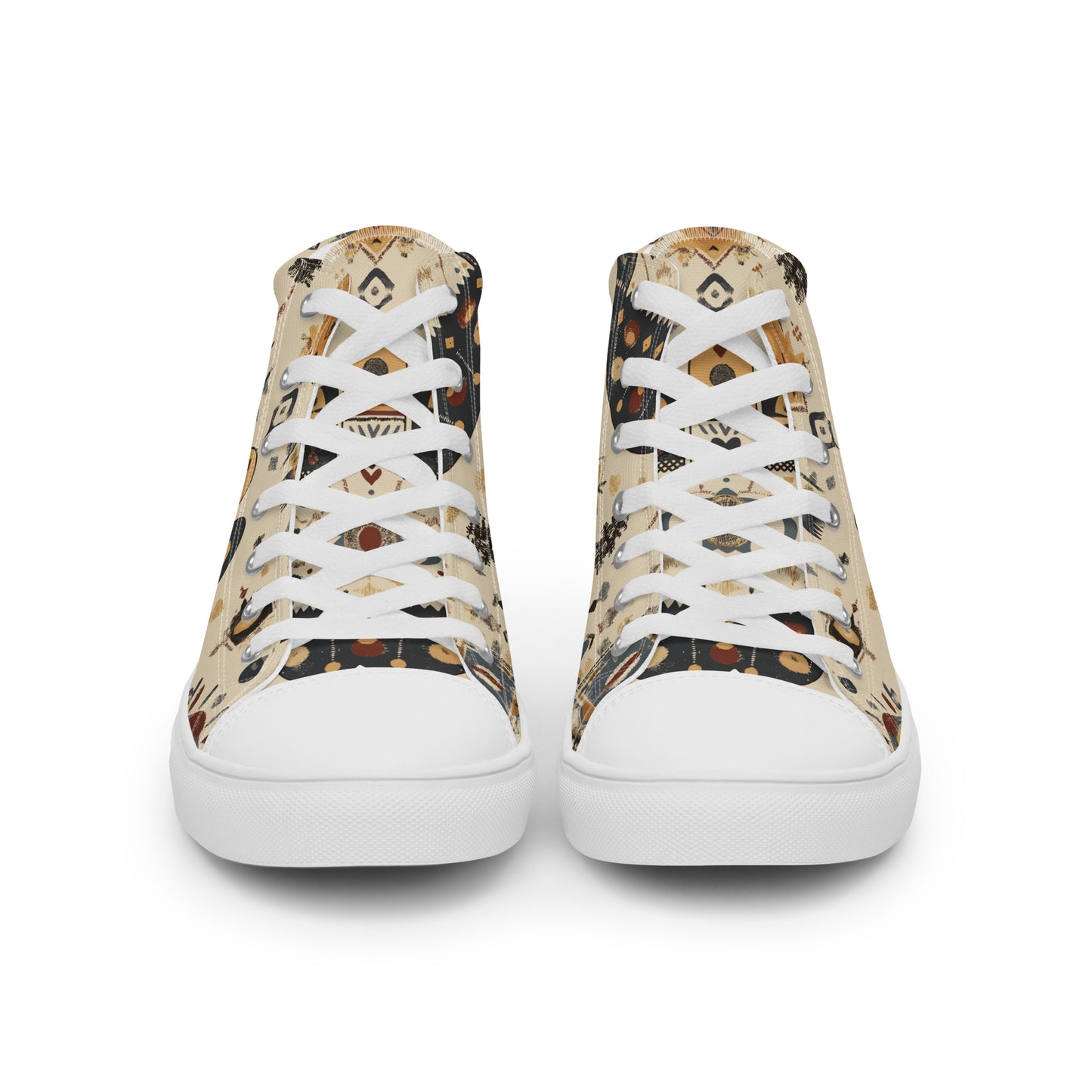 Women’s High Top Canvas Shoes – Elegant Berber Motifs and Amazigh Symbols