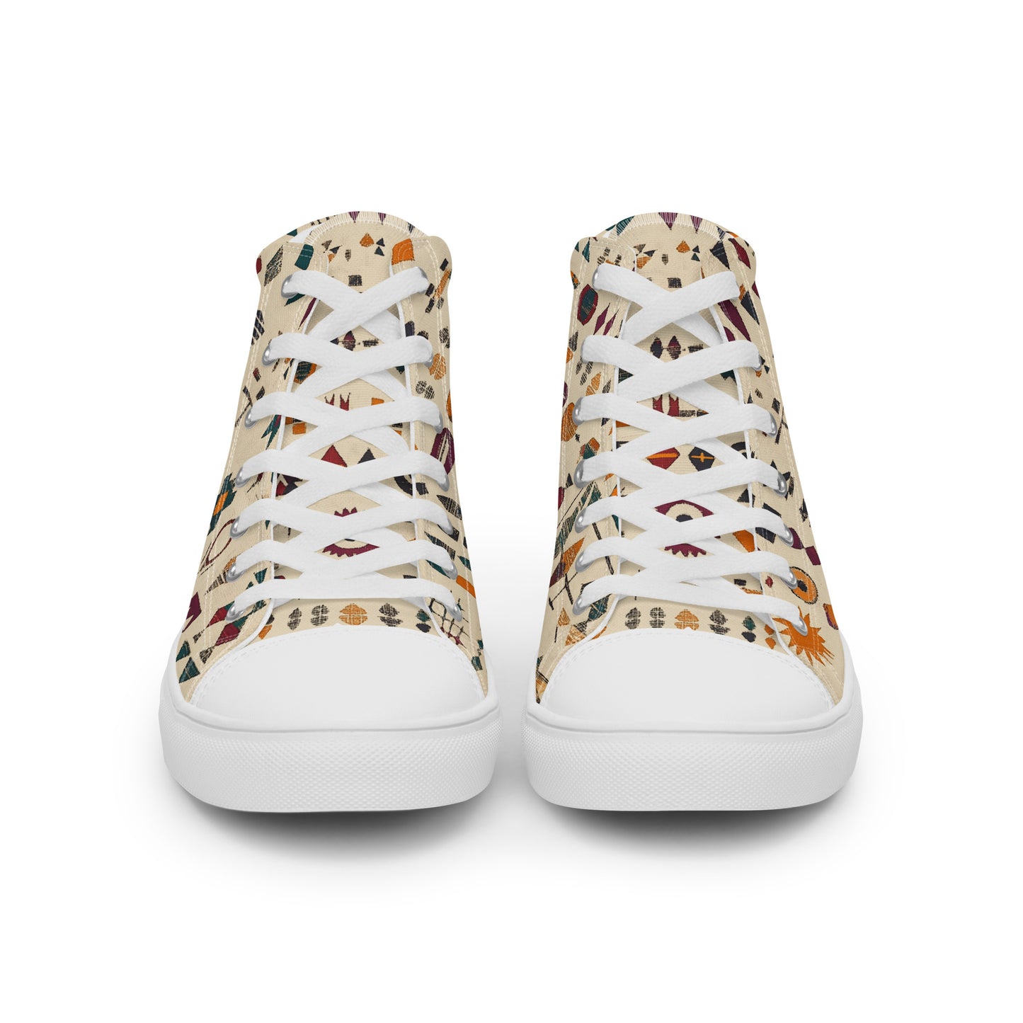 Women’s High Top Canvas Shoes – Berber Symbols and Amazigh Tribal Patterns