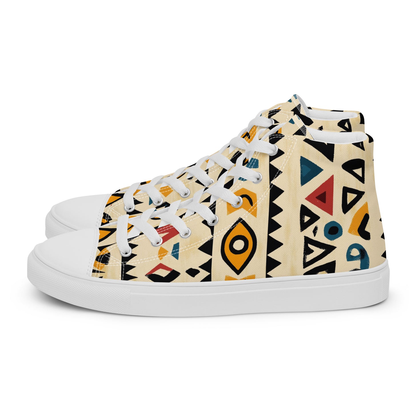 Women’s High Top Canvas Shoes – Amazigh Symbols and Berber Tribal Motifs