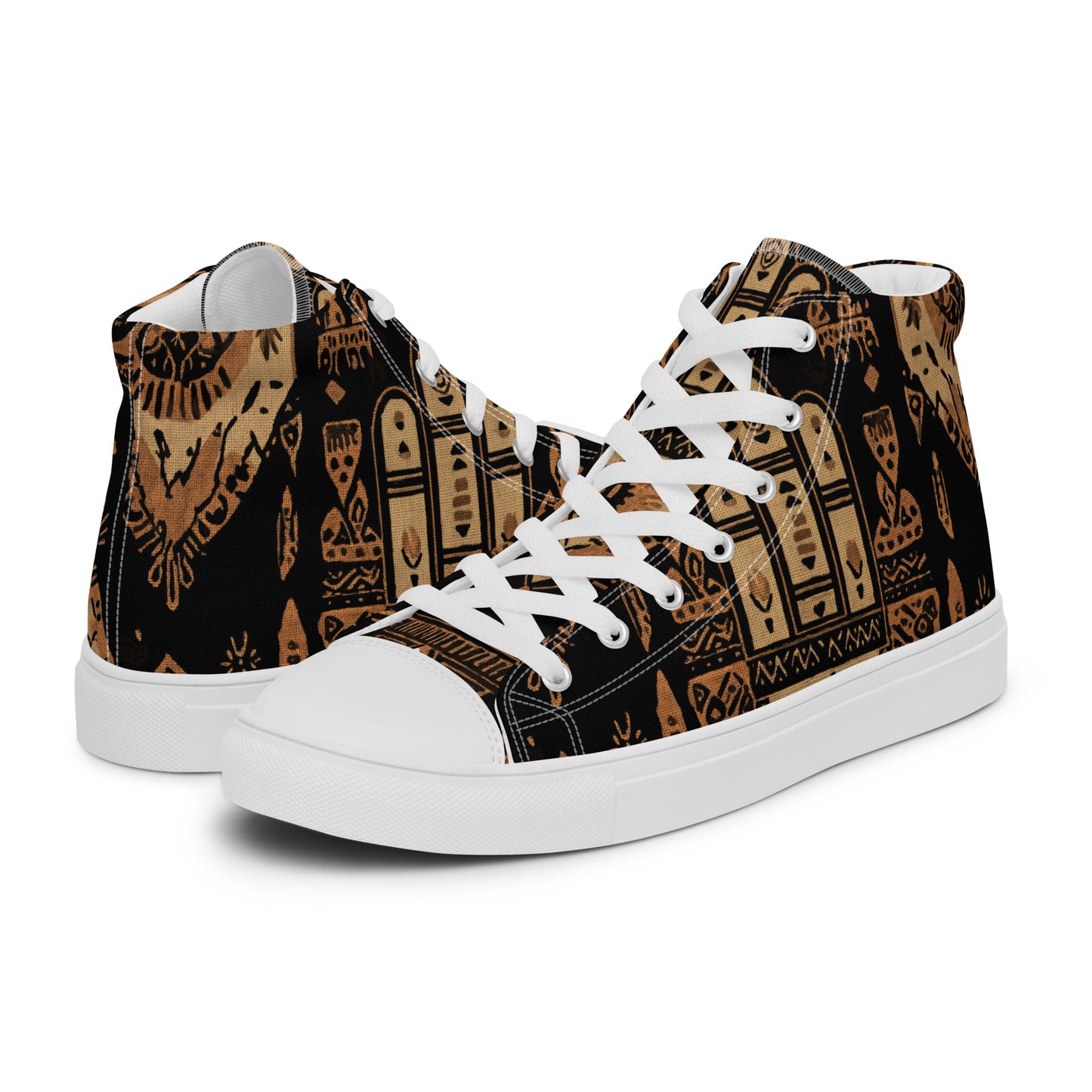 Women’s High Top Canvas Shoes – Berber Motifs and Amazigh Tribal Art