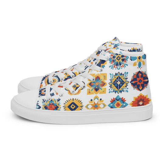 Women’s High Top Canvas Shoes – Amazigh Symbols and Berber Tribal Designs