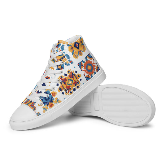 Women’s High Top Canvas Shoes – Amazigh Symbols and Berber-Inspired Design