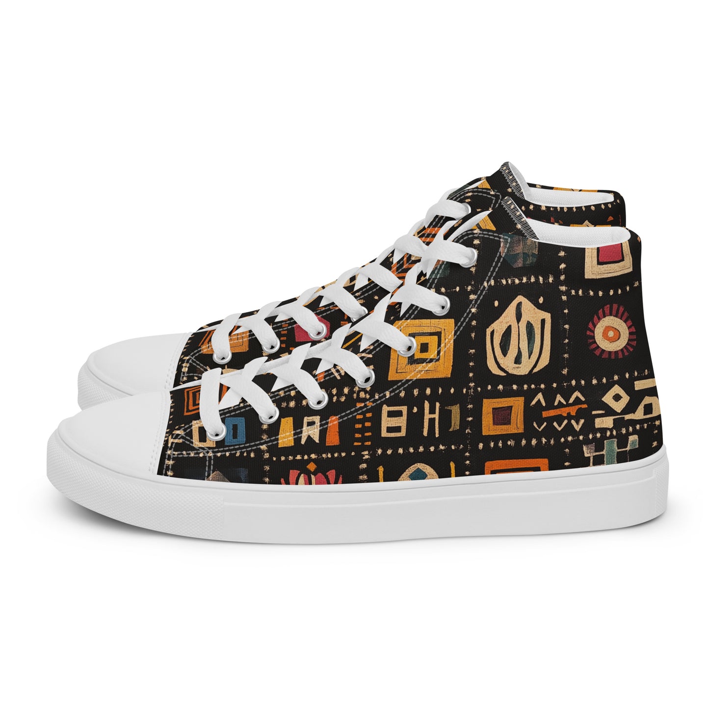 Women’s High Top Canvas Shoes – Berber Symbols and Amazigh-Inspired Patterns